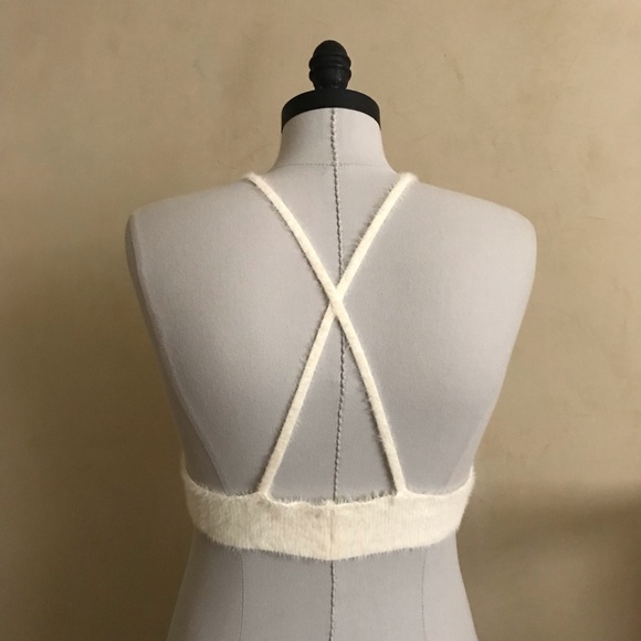 White Fuzzy Knit Bralette - Picture 2 of 9